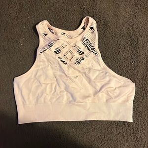 Aerie Sports Bra High Neck Active Yoga Size 1 Unworn Pink Coral Light Control